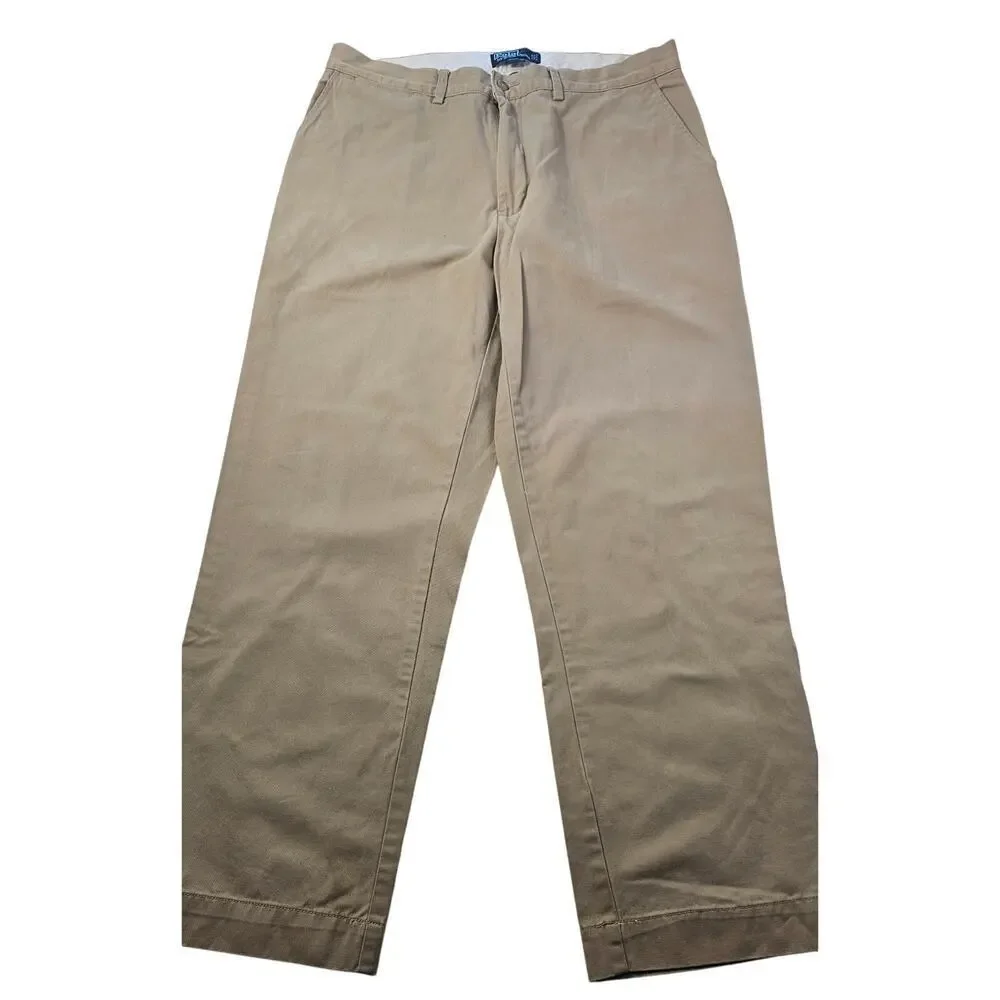36 / 30 chino khaki cotton polo ralph lauren pants mens preppy work casual